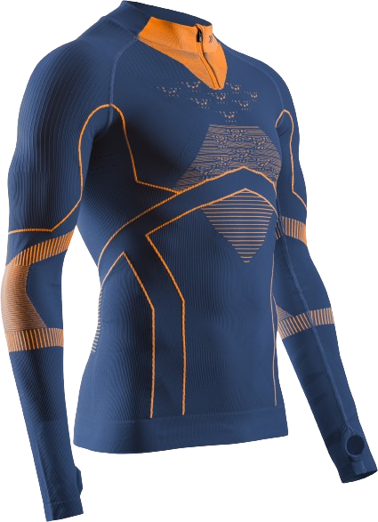 Cămașă termică X-bionic Energy Accumulator Light Shirt LS 1/2 Zip Men Marine/Orange - 2024/25