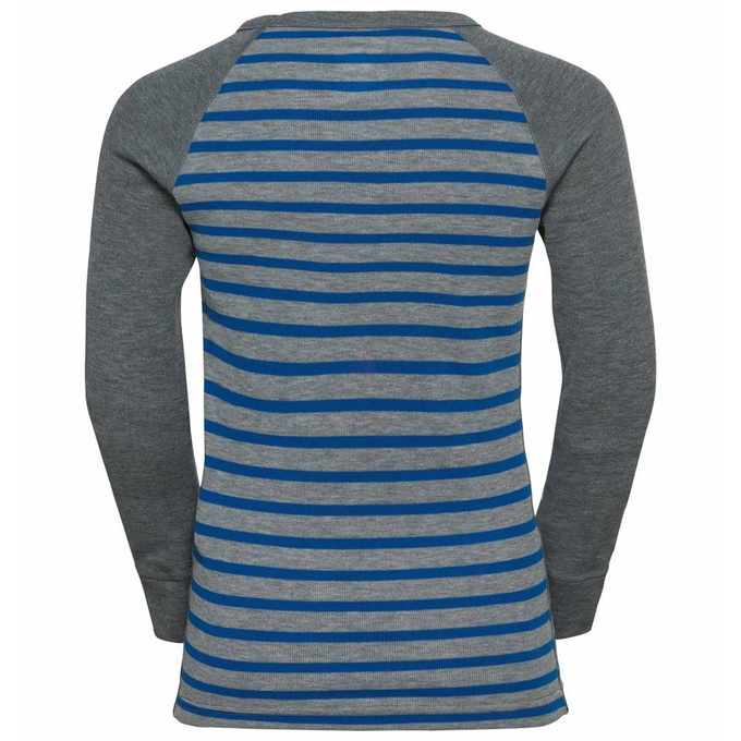 ODLO Active Active Warm Eco Kids Stripes BL Top Crew Neck LS Blue Wing Teal/Reef Waters tricou - 2022/23