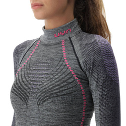 Lenjerie de corp termică UYN Woman Ambityon UW Shirt LG SL Melange Turtle Neck Black Purple/Raspberry - 2024/25
