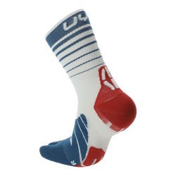 Șosete de exterior UYN Man Runner's Five Socks White/Blue Poseidon/Red