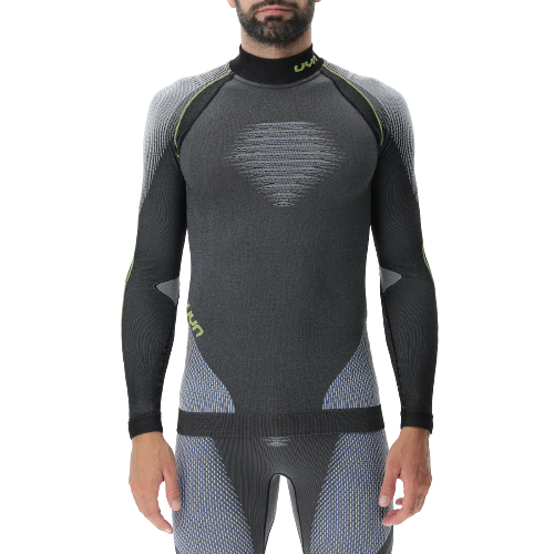 UYN Man Evolutyon UW Shirt LG_SL Melange Anthracite Melange/Blue/Yellow Cămașă termică lucioasă - 2023/24șă termică lucioasă - 2023/24