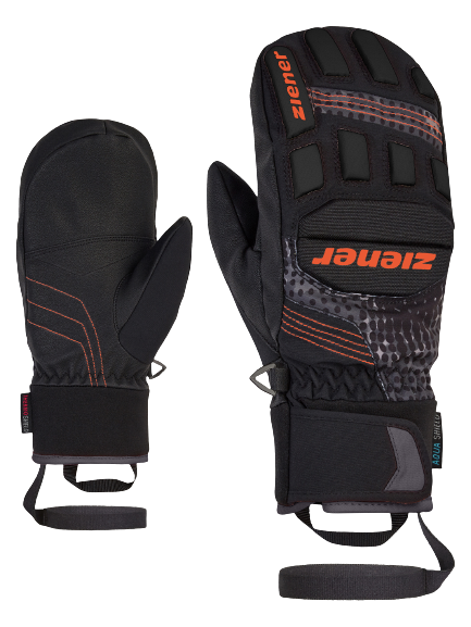 Mănușă Ziener Lauron AS PR Mitten Junior Glove Black Orange Pop Print - 2023/24