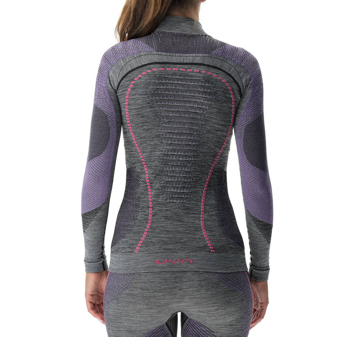 Lenjerie de corp termică UYN Woman Ambityon UW Shirt LG SL Melange Turtle Neck Black Purple/Raspberry - 2024/25