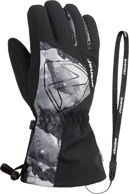 Mănuși Ziener Laval-z As® Aw Glove Junior Unisex Black Grey Mountain Print - 2025/26