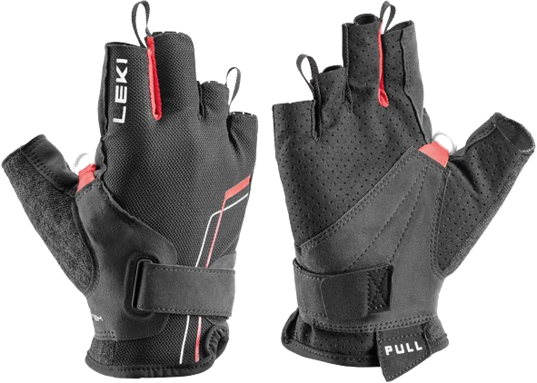 LEKI Nordic Breeze Shark Short Gloves Negru/Roșu/Blanc - 2024