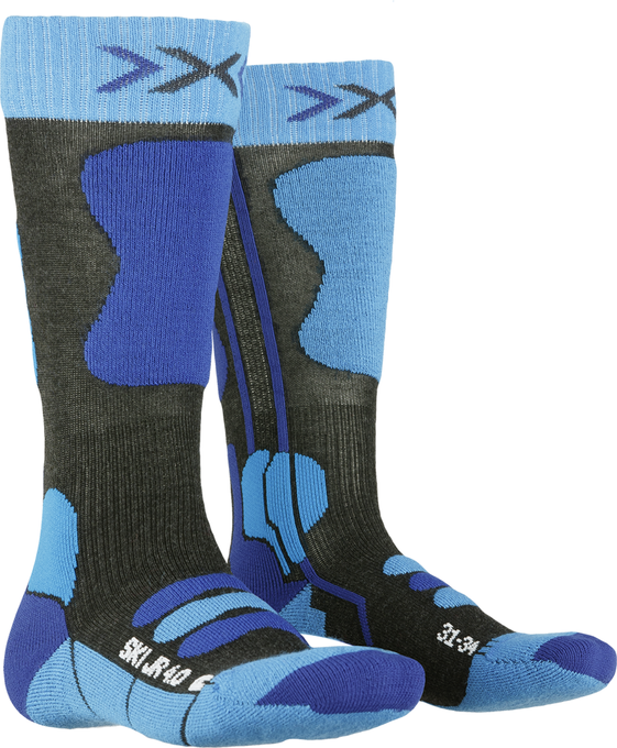 Șosete de schi X-Socks Ski Junior 4.0 Anthracite Melange/Electric Blue - 2023/24