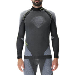 UYN Man Evolutyon UW Shirt LG_SL Melange Anthracite Melange/Blue/Yellow Cămașă termică lucioasă - 2023/24șă termică lucioasă - 2023/24