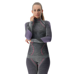 Lenjerie de corp termică UYN Woman Ambityon UW Shirt LG SL Melange Turtle Neck Black Purple/Raspberry - 2024/25