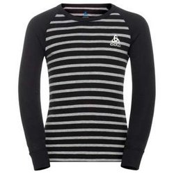 ODLO Active Warm Eco pentru copii cu dungi BL Top Crew Neck LS negru/gri Melange tricou - 2022/23