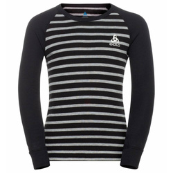 ODLO Active Warm Eco pentru copii cu dungi BL Top Crew Neck LS negru/gri Melange tricou - 2022/23