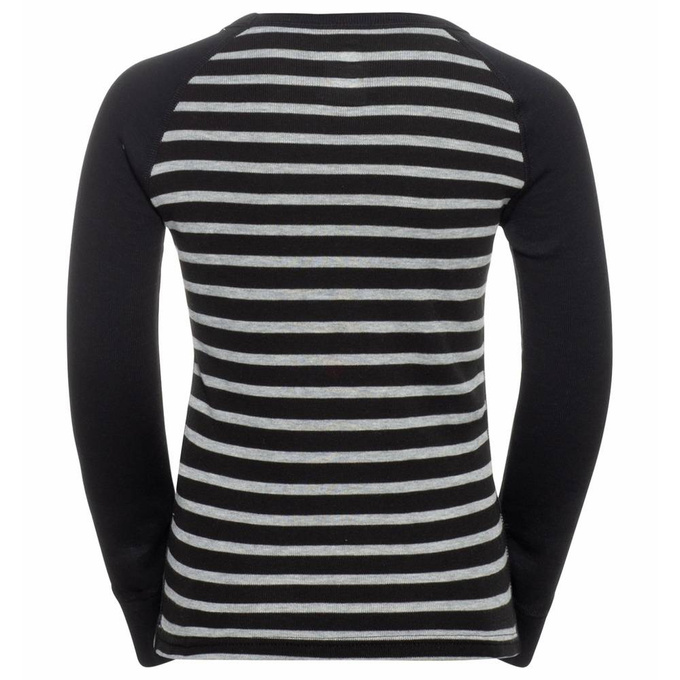 ODLO Active Warm Eco pentru copii cu dungi BL Top Crew Neck LS negru/gri Melange tricou - 2022/23