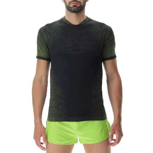 Tricou de alergare UYN Man Running Exceleration OW Shirt SH_SL Black/Lime