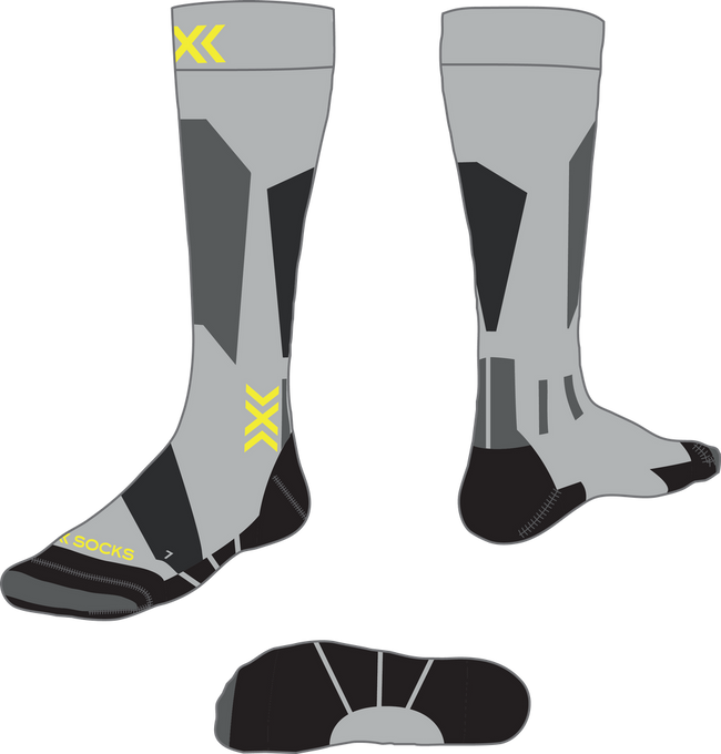 Șosete X-socks Ski Discover OTC Rhino Grey/Canary - 2024/25