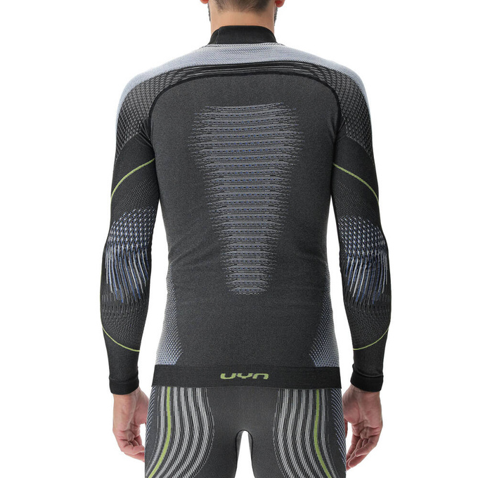 UYN Man Evolutyon UW Shirt LG_SL Melange Anthracite Melange/Blue/Yellow Cămașă termică lucioasă - 2023/24șă termică lucioasă - 2023/24