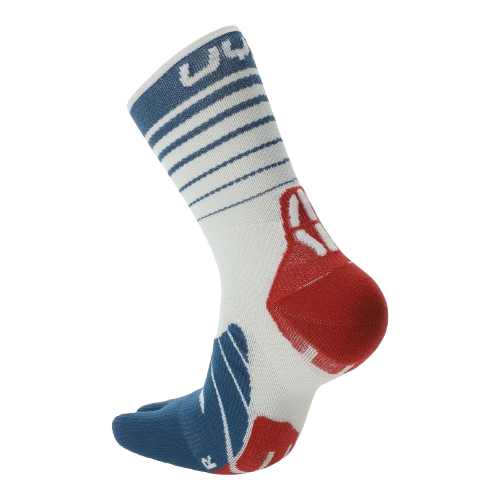 Șosete de exterior UYN Man Runner's Five Socks White/Blue Poseidon/Red