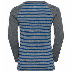 ODLO Active Active Warm Eco Kids Stripes BL Top Crew Neck LS Blue Wing Teal/Reef Waters tricou - 2022/23
