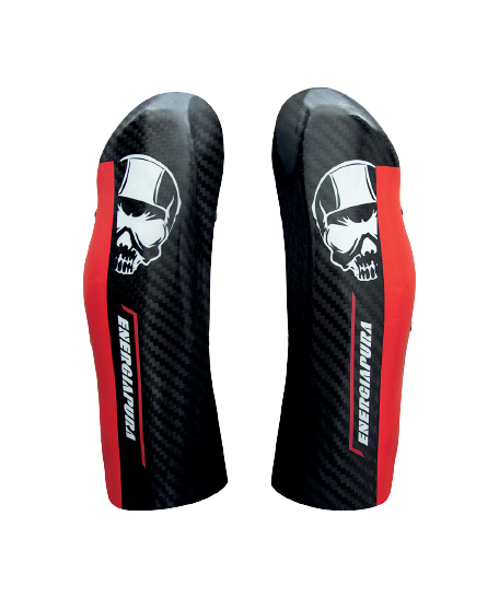 Apărători de tibie Energiapura Carbon Pro Black/White Skull/Red - 2024/25