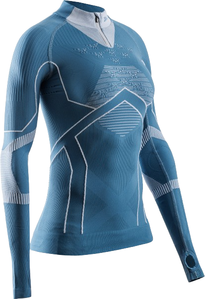 Cămașă termică X-bionic Energy Accumulator Light Shirt LS 1/2 Zip WMN Mineral Blue/Arctic White - 2024/25