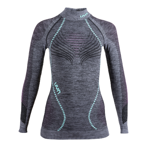 Lenjerie de corp termică UYN Woman Ambityon UW Shirt LG SL Melange Turtle Neck Black Pink/Aqua - 2024/25
